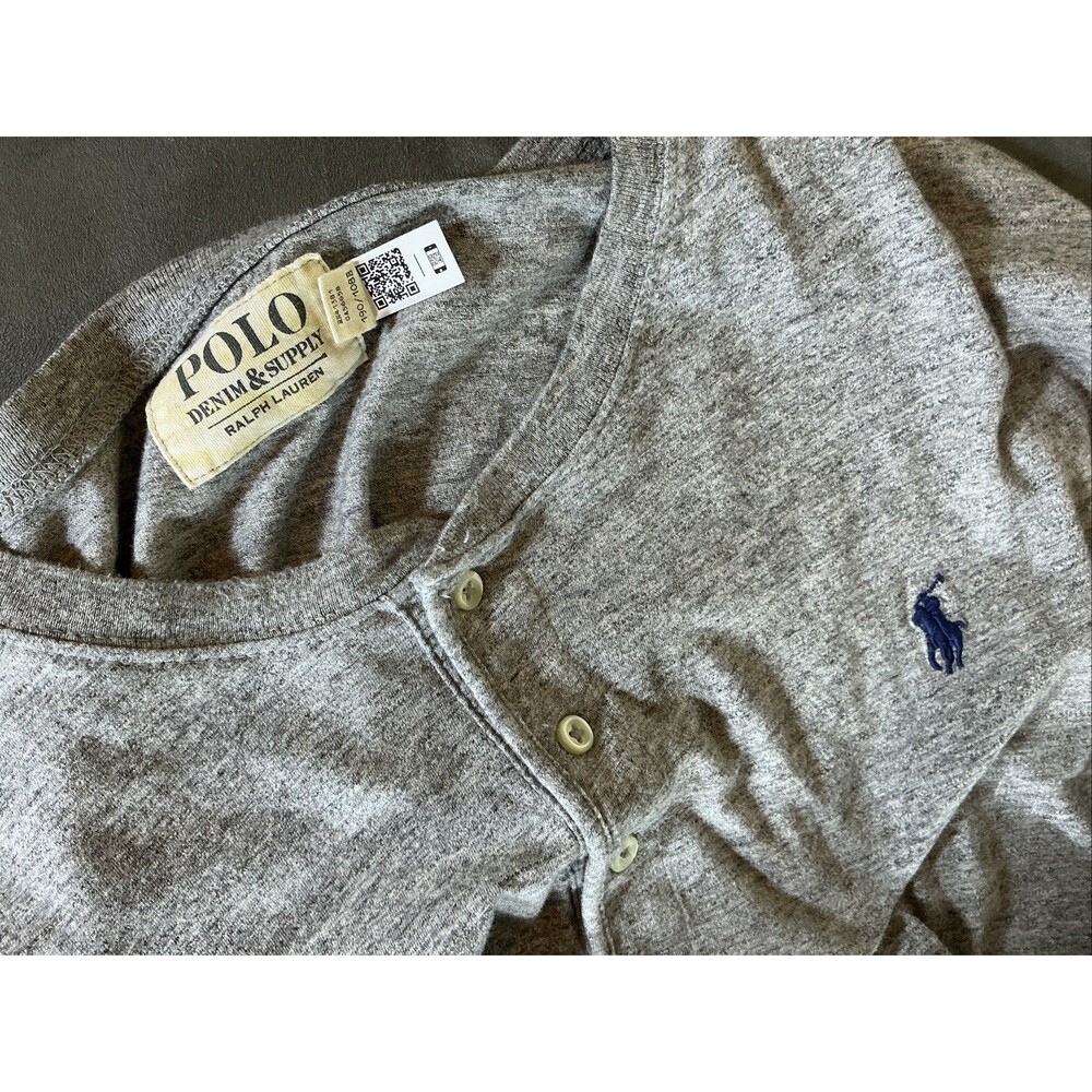 Polo Ralph Lauren Denim Supply Shirt Men XXL Gray Henley Pullover Heathered Pony